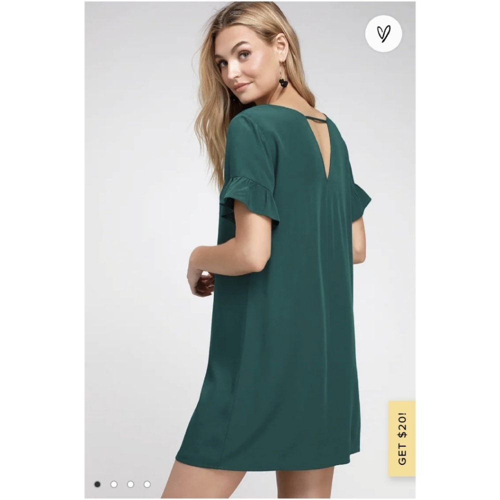 Lulu's Green Ruffle Shift Dress